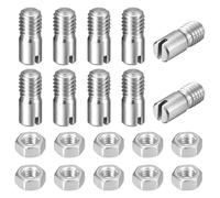 sourcing map 10Pcs Slotted Cylindrical Pin, M6 x 12mm 304 Stainless Steel Dowel External Thread Locating Pin Slotted Screw with Nut for Cabinet Furniture Installation (GB878)