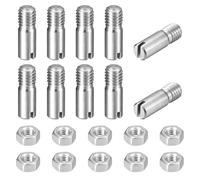 sourcing map 10Pcs Slotted Cylindrical Pin, M6 x 18mm 304 Stainless Steel Dowel External Thread Locating Pin Slotted Screw with Nut for Cabinet Furniture Installation (GB878)