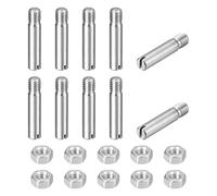 sourcing map 10Pcs Slotted Cylindrical Pin, M6 x 30mm 304 Stainless Steel Dowel External Thread Locating Pin Slotted Screw with Nut for Cabinet Furniture Installation (GB878)