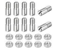 sourcing map 10Pcs Slotted Cylindrical Pin, M8 x 20mm 304 Stainless Steel Dowel External Thread Locating Pin Slotted Screw with Nut for Cabinet Furniture Installation (GB878)