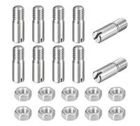 sourcing map 10Pcs Slotted Cylindrical Pin, M8 x 25mm 304 Stainless Steel Dowel External Thread Locating Pin Slotted Screw with Nut for Cabinet Furniture Installation (GB878)