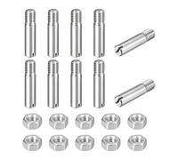 sourcing map 10Pcs Slotted Cylindrical Pin, M8 x 35mm 304 Stainless Steel Dowel External Thread Locating Pin Slotted Screw with Nut for Cabinet Furniture Installation (GB878)
