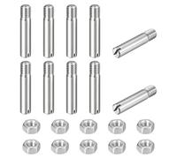 sourcing map 10Pcs Slotted Cylindrical Pin, M8 x 40mm 304 Stainless Steel Dowel External Thread Locating Pin Slotted Screw with Nut for Cabinet Furniture Installation (GB878)