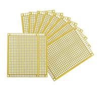sourcing map 10Pcs Solderable Breadboard, 2.76"x1.97" Double Sided Circuit Board Yellow Tinned PCB Board Small Prototype Board for DIY Electronics Projects Apply to Soldering Projects