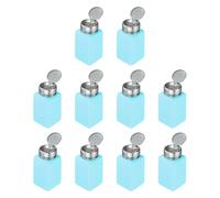 sourcing map 10pcs Solvent Alcohol Dispenser 200ml(6.7oz) Nail Polish Remover Push Down Liquid Dispenser Pump Bottle with Stainless Steel Press Head for Acetone Solution, Blue
