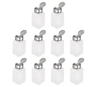 sourcing map 10pcs Solvent Alcohol Dispenser 200ml(6.7oz) Nail Polish Remover Push Down Liquid Dispenser Pump Bottle with Stainless Steel Press Head for Acetone Solution, White