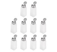 sourcing map 10pcs Solvent Alcohol Dispenser 250ml(8.5oz) Nail Polish Remover Push Down Liquid Dispenser Pump Bottle with Stainless Steel Press Head for Acetone Solution, White