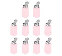 sourcing map 10pcs Solvent Alcohol Dispenser 250ml(8.5oz) Nail Polish Remover Push Down Liquid Dispenser Pump Bottle with Stainless Steel Press Head for Acetone Solution, Pink