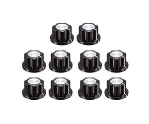 sourcing map 10Pcs Speaker Control Knob Power Amplifier Knob Black 19mm Dia Rotary Knobs for 6mm Dia. Shaft Potentiometer with Set Screw