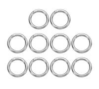 sourcing map 10pcs Spring O Ring Clip, Metal Spring Clasp Key Ring, 34mm / 1 5/16-inch Round Keychain Snap Buckle Accessories for Purse Shoulder Bag Lanyard Leather DIY Crafts, Silver