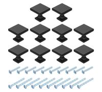 sourcing map 10Pcs Square Cabinet Knobs, 1.1 Inch Square Kitchen Cabinet Knob Zinc Alloy Drawer Knob Handle Pulls for Kitchen Cabinets Bedroom Dresser Wardrobe, Black