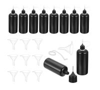 sourcing map 10Pcs Squeeze Bottle, 100ml/3.4oz Glue Tip Applicator Bottles Plastic Liquid Glue Bottle for Paper Crafts, Painting, Oil, Ink(Black, with 10 Funnel)