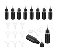 sourcing map 10Pcs Squeeze Bottle, 10ml/0.3oz Glue Tip Applicator Bottles Plastic Liquid Glue Bottle for Paper Crafts, Painting, Oil, Ink(Black, with 10 Funnel)