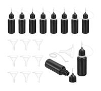 sourcing map 10Pcs Squeeze Bottle, 15ml/0.5oz Glue Tip Applicator Bottles Plastic Liquid Glue Bottle for Paper Crafts, Painting, Oil, Ink(Black, with 10 Funnel)
