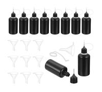 sourcing map 10Pcs Squeeze Bottle, 50ml/1.7oz Glue Tip Applicator Bottles Plastic Liquid Glue Bottle for Paper Crafts, Painting, Oil, Ink(Black, with 10 Funnel)