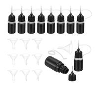 sourcing map 10Pcs Squeeze Bottle, 5ml/0.2oz Glue Tip Applicator Bottles Plastic Liquid Glue Bottle for Paper Crafts, Painting, Oil, Ink(Black, with 10 Funnel)