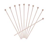 sourcing map 10Pcs Stainless Steel Cocktail Toothpicks, 7.9 Inch Metal Cocktail Picks Fruit Sticks Reusable Long Martini Picks Cocktail Skewers for Party Drinks Appetizer, Rose Gold Ball