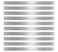 sourcing map 10pcs Stainless Steel Ruler 40cm (15 Inch) Metric Inch Straight End Ruler for Classroom Home Office