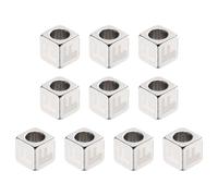 sourcing map 10Pcs Stainless Steels Letter Beads Alphabet Letter F Cube Silver Metallic Large Square Metal Dice Beads for Jewelry Bracelets Necklaces Earrings