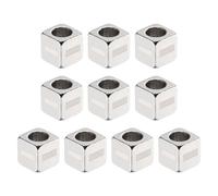 sourcing map 10Pcs Stainless Steels Letter Beads Alphabet Letter I Cube Silver Metallic Large Square Metal Dice Beads for Jewelry Bracelets Necklaces Earrings