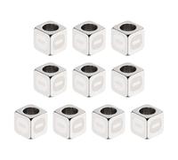 sourcing map 10Pcs Stainless Steels Letter Beads Alphabet Letter O Cube Silver Metallic Large Square Metal Dice Beads for Jewelry Bracelets Necklaces Earrings
