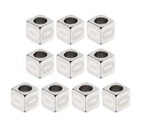 sourcing map 10Pcs Stainless Steels Number Beads Number 0 Cube Silver Metallic Large Square Metal Dice Beads for Jewelry Bracelets Necklaces Earrings