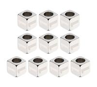 sourcing map 10Pcs Stainless Steels Number Beads Number 1 Cube Silver Metallic Large Square Metal Dice Beads for Jewelry Bracelets Necklaces Earrings