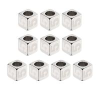 sourcing map 10Pcs Stainless Steels Number Beads Number 5 Cube Silver Metallic Large Square Metal Dice Beads for Jewelry Bracelets Necklaces Earrings