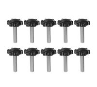 sourcing map 10pcs Star Knobs M8 x 35mm 304 Stainless Steel Threaded Stud 32mm Plastic 6-Star Head Hand Tightening Thumb Screw Clamping Jig Knob Handle, Black