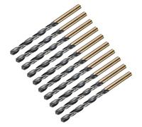 sourcing map 10pcs Straight Shank Twist Drill Bits 6.8mm Gold Titanium & Black Nitride Coated High Speed Steel (HSS) 4341 with 6.8mm Shank for Stainless Steel Alloy Metal Plastic Wood