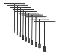 sourcing map 10pcs T-Handle Wrench Socket 7/8/9/10/11/12/13/14/17/19mm Metric High Carbon Steel 6-Point Spanner Socket with Long Reach for Motorcycle Bicycle Car Repair, Gray-Black