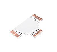 sourcing map 10pcs T-Shaped 4-pin Solderless Clip-on Coupler Connector for 5050 10mm RGB LED Strip