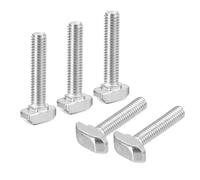 sourcing map 10Pcs T-Slot Bolts, M6 x 30mm Hammer Head Bolt T Screw Drop-in Stud for 3030 Series T-Slot Aluminum Extrusion Profile, 304 Stainless Steel, Silver