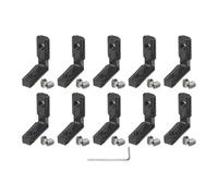 sourcing map 10Pcs T Slot L-Shape Interior Inside Corner Connector with M6 Screws and Wrench for 3030 Series Aluminum Extrusion Profile, Slot 14mm, Black