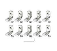 sourcing map 10Pcs T Slot L-Shape Interior Inside Corner Connector with M8 Screws and Wrench for 4545 Series Aluminum Extrusion Profile, Slot 19mm, Silver Tone