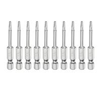 sourcing map 10pcs T10 Security Torx Bit 1/4" Hex Shank 2" Long S2 Steel Magnetic Tamper Resistant Star Bits Screwdriver Torx Head with Hole for Driver Drill Bits Remove Fastening Screws