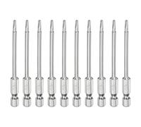 sourcing map 10pcs T10 Security Torx Bit 1/4" Hex Shank 3" Long S2 Steel Magnetic Tamper Resistant Star Bits Screwdriver Torx Head with Hole for Driver Drill Bits Remove Fastening Screws