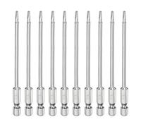 sourcing map 10pcs T10 Security Torx Bit 1/4" Hex Shank 4" Long S2 Steel Magnetic Tamper Resistant Star Bits Screwdriver Torx Head with Hole for Driver Drill Bits Remove Fastening Screws