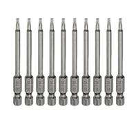 sourcing map 10pcs T10 Torx Head Screwdriver Bit 1/4" Hex Shank 3" (75mm) Long Magnetic No Hole Tip Tamper Proof 6 Point Star Screw Driver Drill Bits S2 Steel Industrial Power Screwdrivers