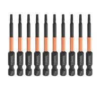 sourcing map 10pcs T10 Torx Head Screwdriver Bit 2.6" (65mm) Long 1/4" Hex Shank Magnetic No Hole Tamper Proof 6 Point Star Screw Driver Drill Bits Phosphate S2 Steel Industrial Power Tools