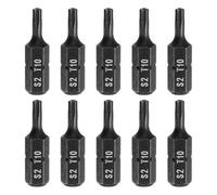 sourcing map 10pcs T10 Torx Screwdriver Bit 1/4" Hex Shank 25mm/1" Length S2 Steel Star 6 Point Head Hex Security Screw Driver Bits with Hole for Impact Electric Screw Driver Power Tools, Black