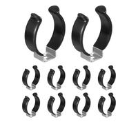 sourcing map 10Pcs T12 U Clips Holder Bracket, Stainless Steel LED Fluorescent Tube Clip, Lamp Support Pipe Clamps for 32mm 1 1/4" Light Bulb Tube Rod Mounting Accessories, 47mm H, Black