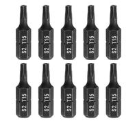 sourcing map 10pcs T15 Torx Screwdriver Bit 1/4" Hex Shank 25mm/1" Length S2 Steel Star 6 Point Head Hex Security Screw Driver Bits with Hole for Impact Electric Screw Driver Power Tools, Black