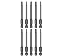 sourcing map 10pcs T20 Torx Screwdriver Bit 1/4" Hex Shank 75mm/3" Length S3 Steel Magnetic Tamper Proof Star 6 Point Head Hex Screw Driver Bits, Black
