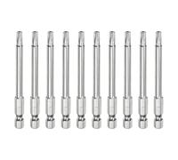 sourcing map 10pcs T25 Security Torx Bit 1/4" Hex Shank 3" Long S2 Steel Magnetic Tamper Resistant Star Bits Screwdriver Torx Head with Hole for Driver Drill Bits Remove Fastening Screws