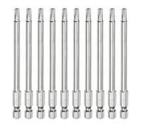 sourcing map 10pcs T25 Security Torx Bit 1/4" Hex Shank 4" Long S2 Steel Magnetic Tamper Resistant Star Bits Screwdriver Torx Head with Hole for Driver Drill Bits Remove Fastening Screws
