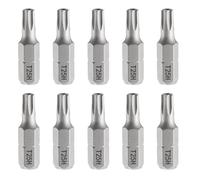 sourcing map 10pcs T25H Torx Screwdriver Bit 1/4" Hex Shank 25mm/1" Length Magnetic Star 6 Point Head S2 Steel Screw Driver Bit with Hole