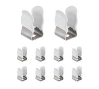 sourcing map 10Pcs T3 U Clips Holder Bracket, Stainless Steel LED Fluorescent Tube Clip, Lamp Support Pipe Clamps for 6mm 1/4" Light Bulb Tube Rod Mounting Accessories, 16.5mm H, White