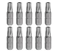 sourcing map 10pcs T30 Torx Screwdriver Bit 1/4" Hex Shank 25mm/1" Length S2 Steel Star 6 Point Head Hex Security Screw Driver Bits with Hole for Impact Electric Screw Driver Power Tools, Grey