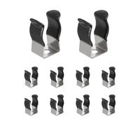 sourcing map 10Pcs T4 U Clips Holder Bracket, Stainless Steel LED Fluorescent Tube Clip, Lamp Support Pipe Clamps for 9.8mm 3/8" Light Bulb Tube Rod Mounting Accessories, 21mm H, Black